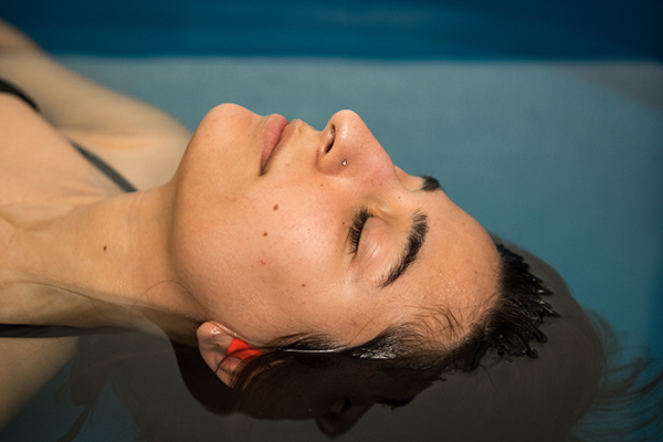 Girl in spa bath